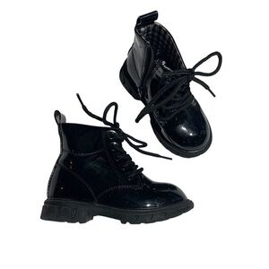 Baby’s Patent Black‎ Lace-Up Boots